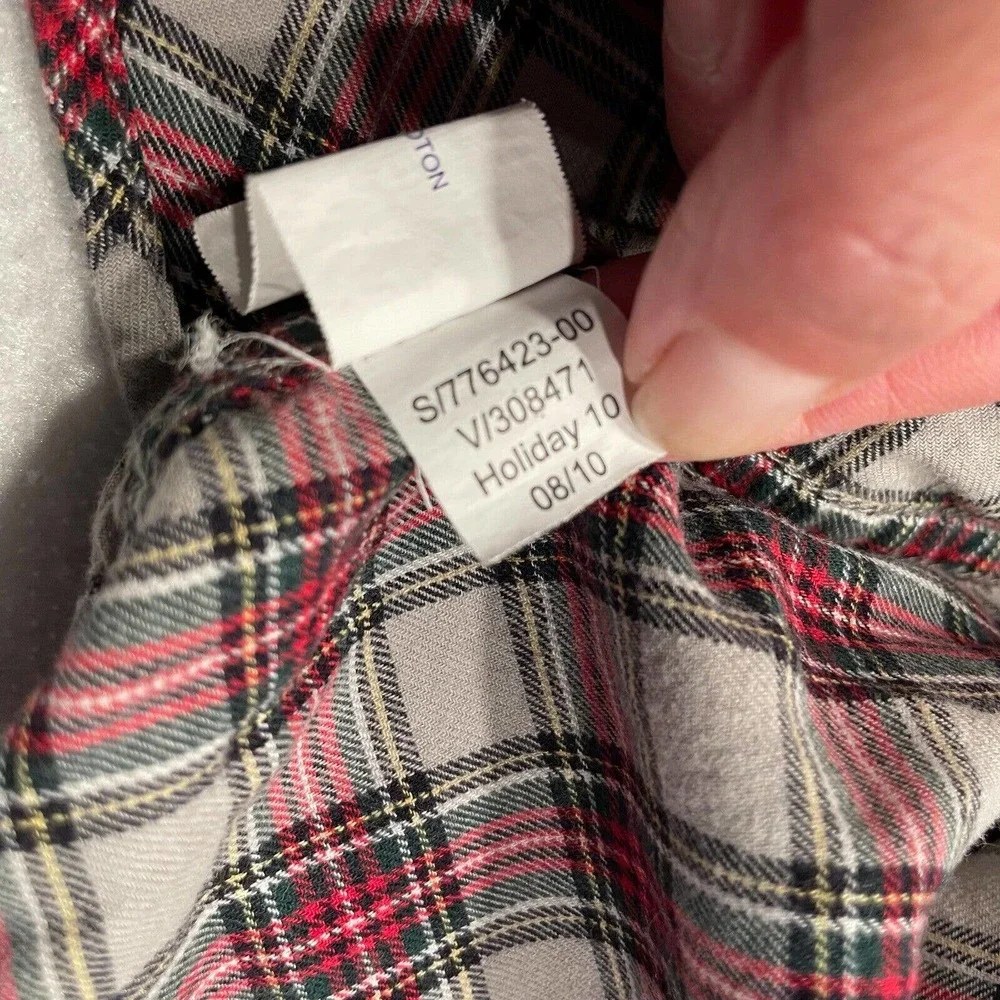 Gap Kids Size XXL Boys Flannel Button Up Shirt Red Gray Plaid Long Sleeve‎